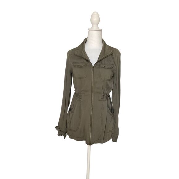 Maurices Womens Size Small Full Zip Front Hooded Utility Jacket Olive Green - Picture 1 of 4